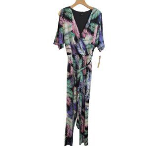 ILE New York Jumpsuit Pantsuit Floral Cold Shoulder Size‎ 16 Belted NEW NWT